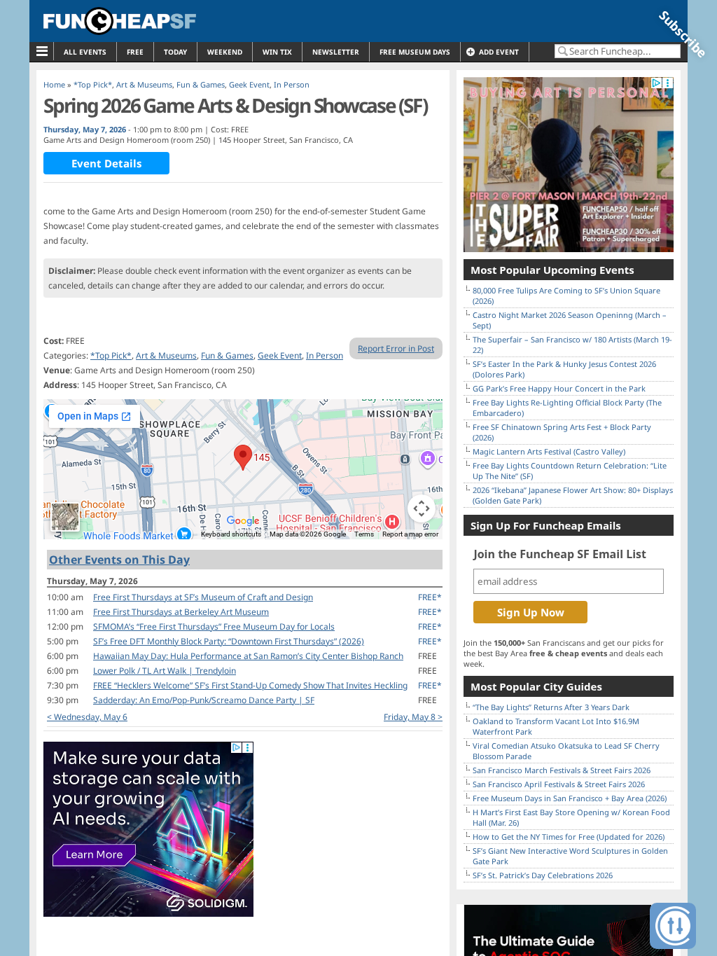 Spring 2026 Game Arts & Design Showcase (SF)