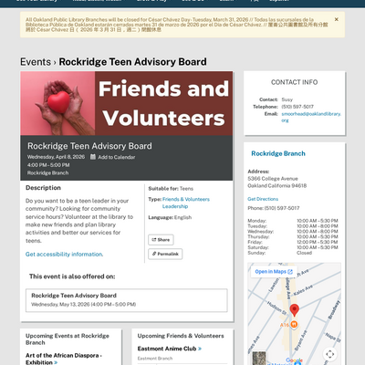 Rockridge Teen Advisory Board