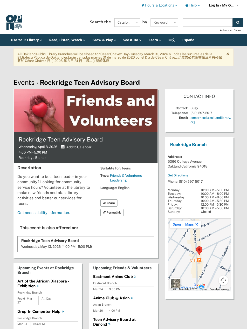 Rockridge Teen Advisory Board