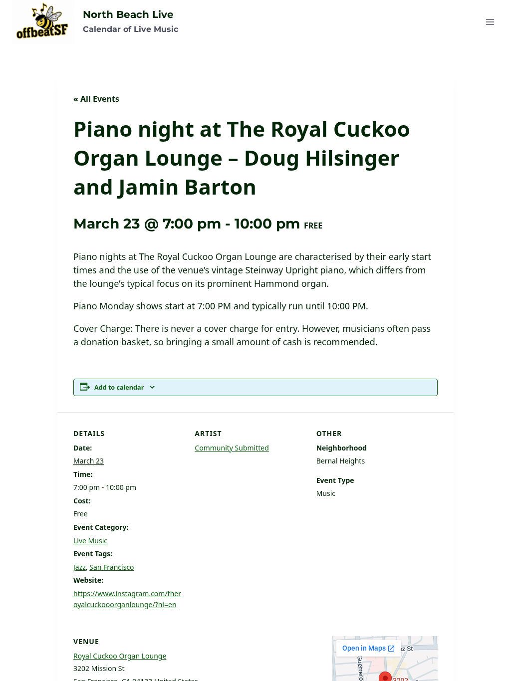 Piano night at The Royal Cuckoo Organ Lounge - Doug Hilsinger and Jamin Barton