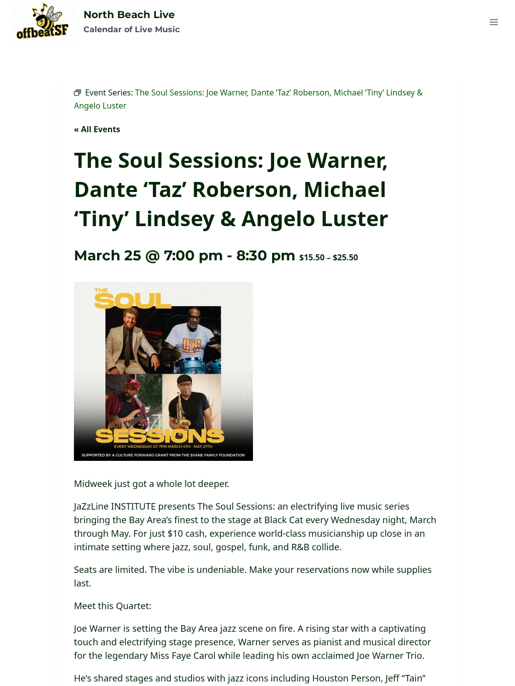 The Soul Sessions: Joe Warner, Dante 'Taz' Roberson, Michael 'Tiny' Lindsey & Angelo Luster