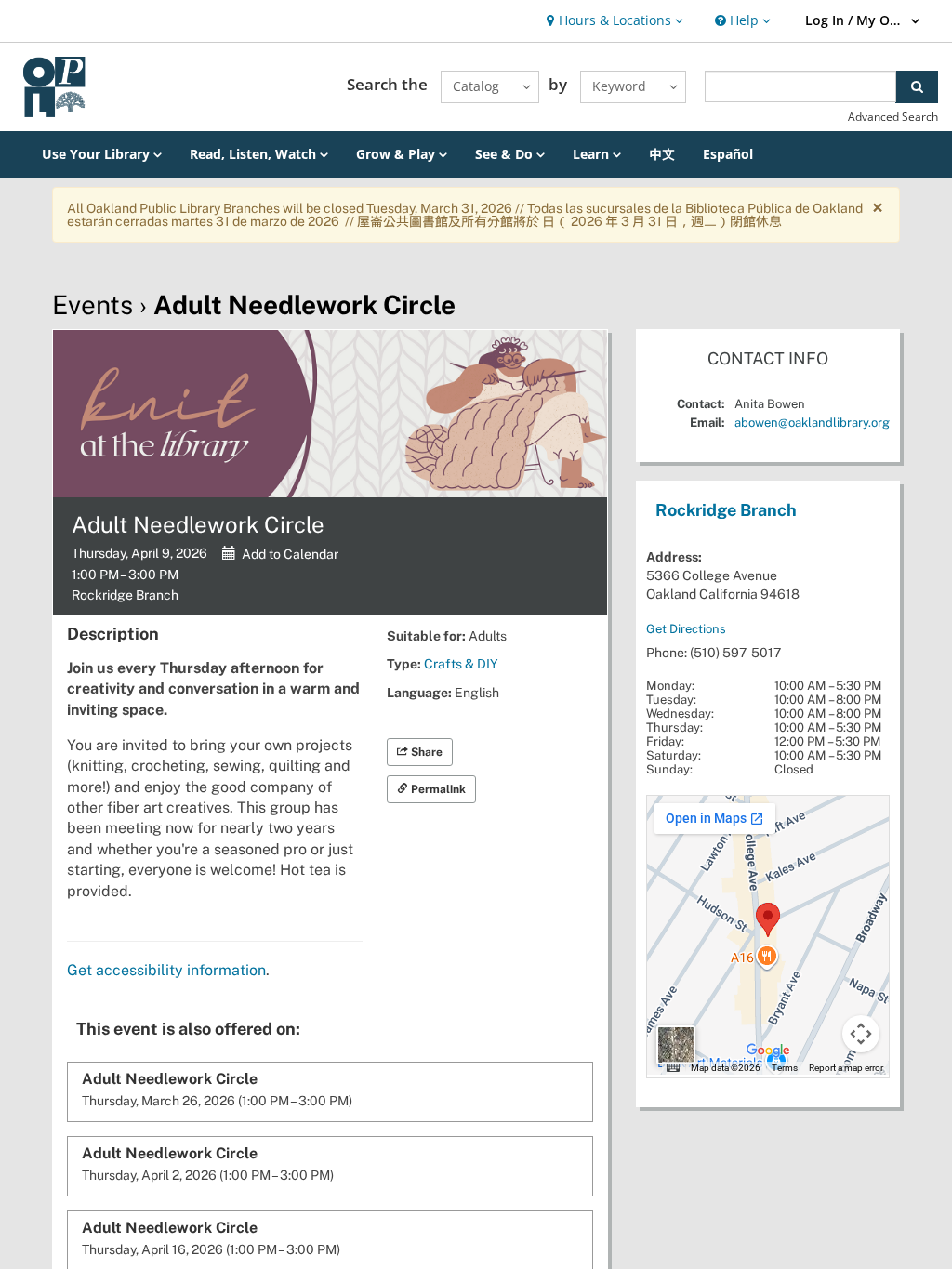 Adult Needlework Circle