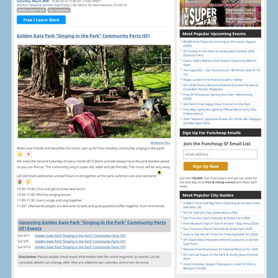 Golden Gate Park “Singing in the Park” Community Party (SF)