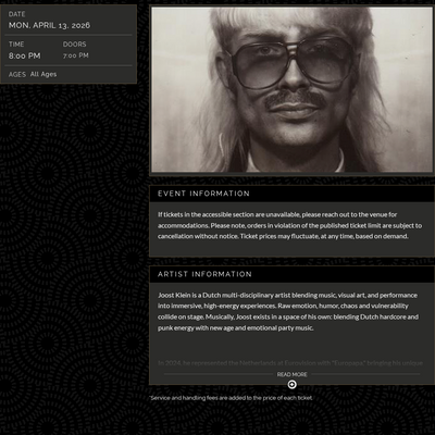 Joost Klein | The Warfield