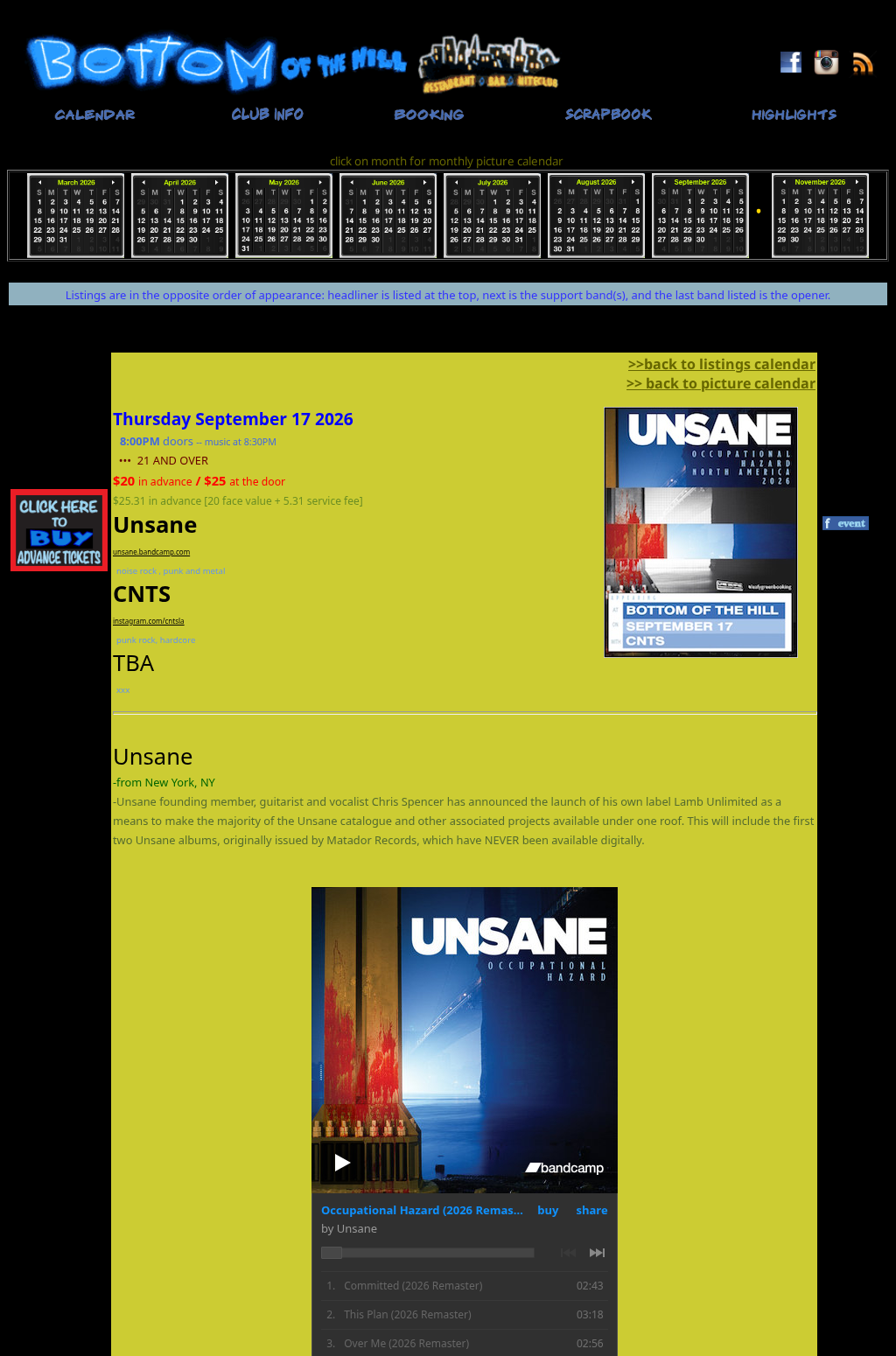 Unsane ~ CNTS ~ TBA
