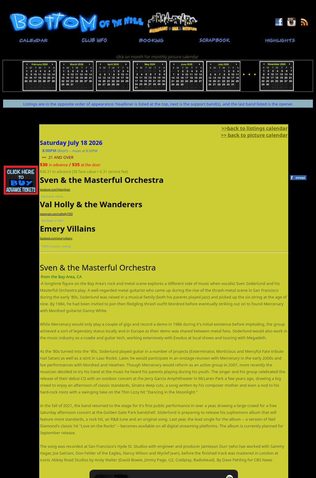 Sven & the Masterful Orchestra ~ Val Holly & the Wanderers ~ Emery Villains