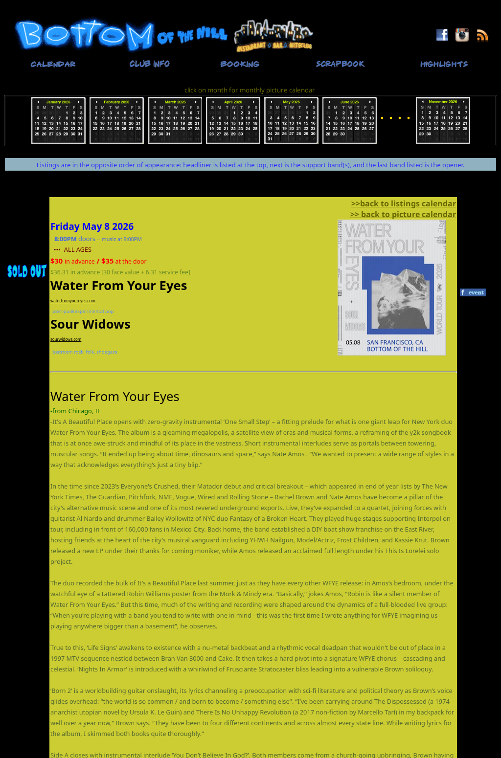 Water From Your Eyes ~ Sour Widows