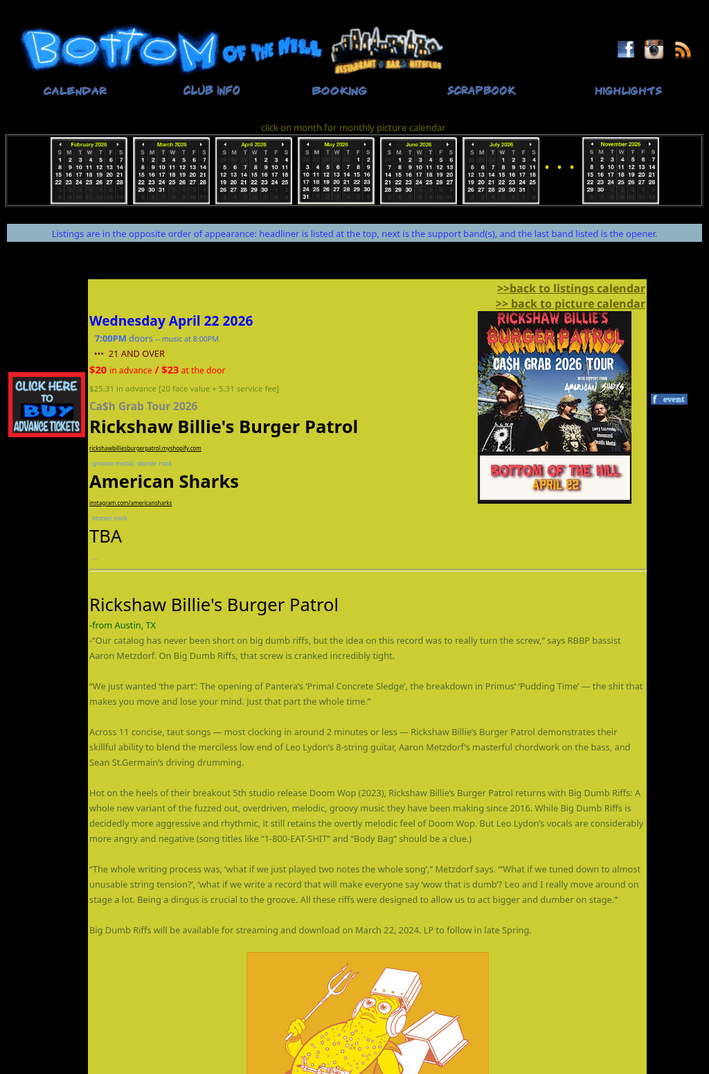 Rickshaw Billie's Burger Patrol ~ American Sharks ~ TBA