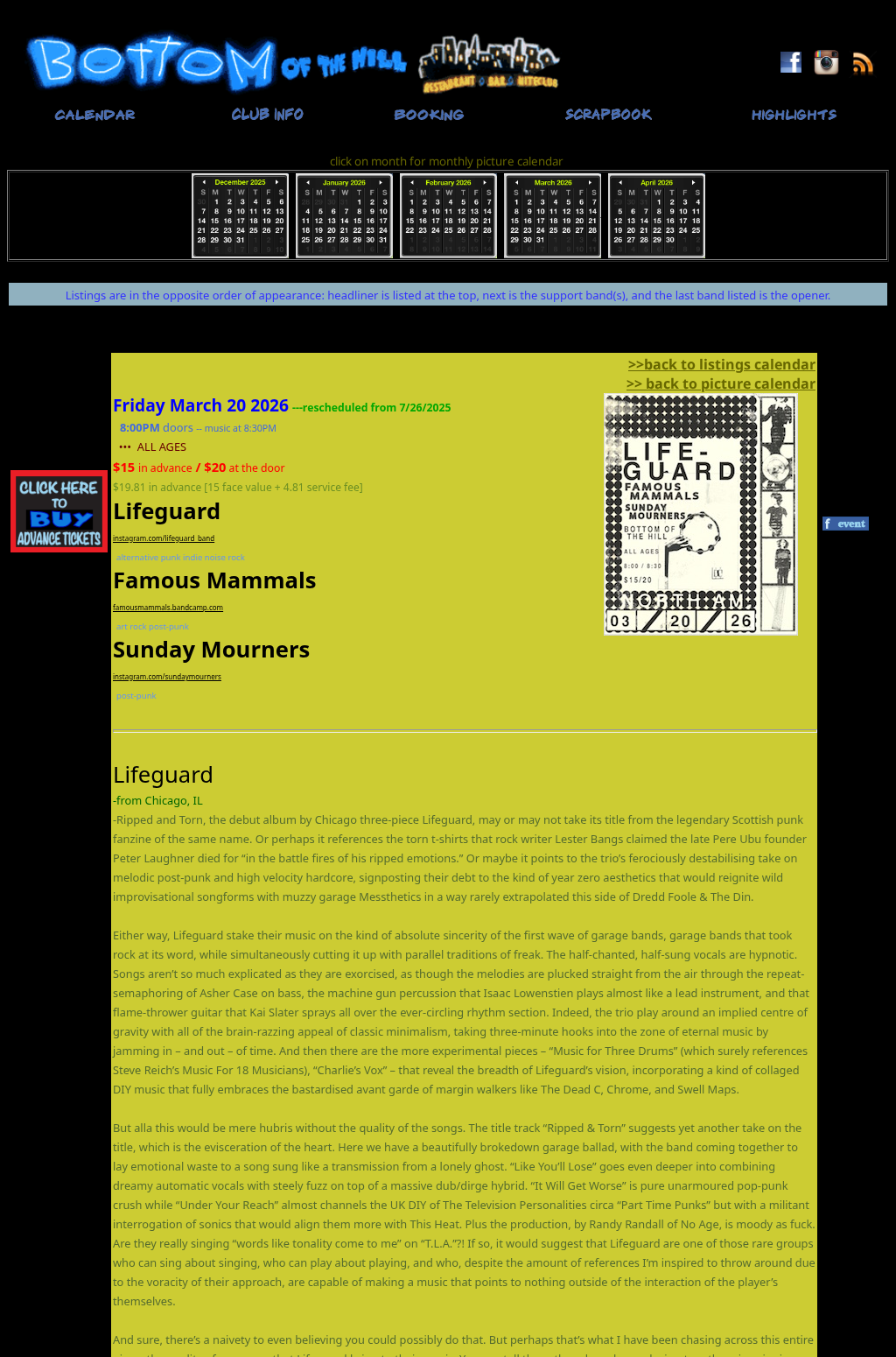 Lifeguard ~ Famous Mammals ~ Sunday Mourners