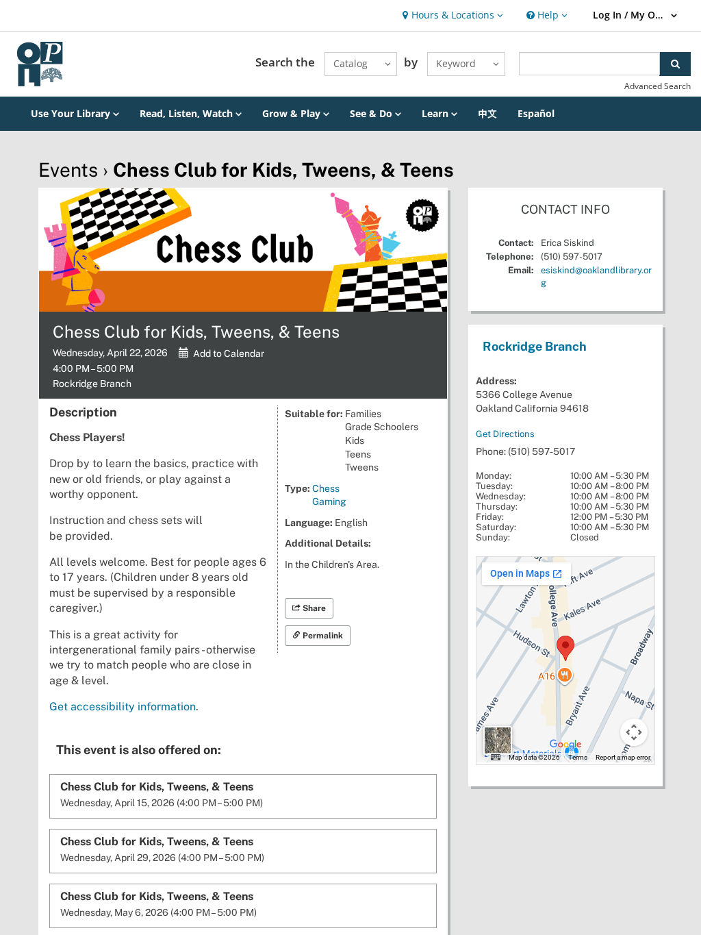 Chess Club for Kids, Tweens, & Teens