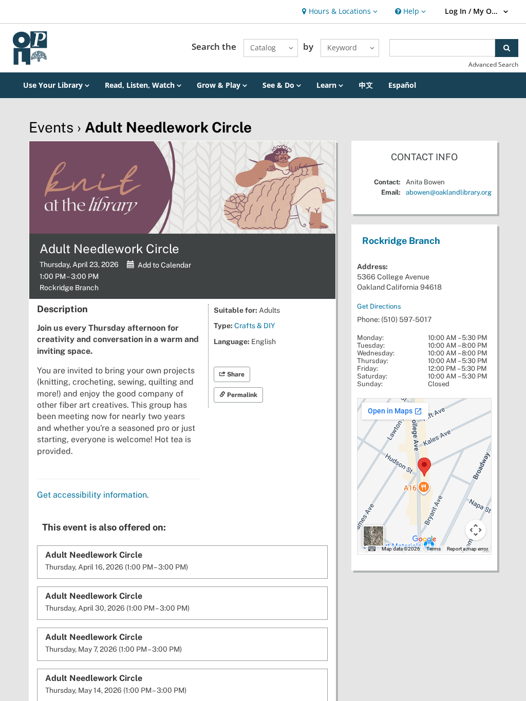 Adult Needlework Circle