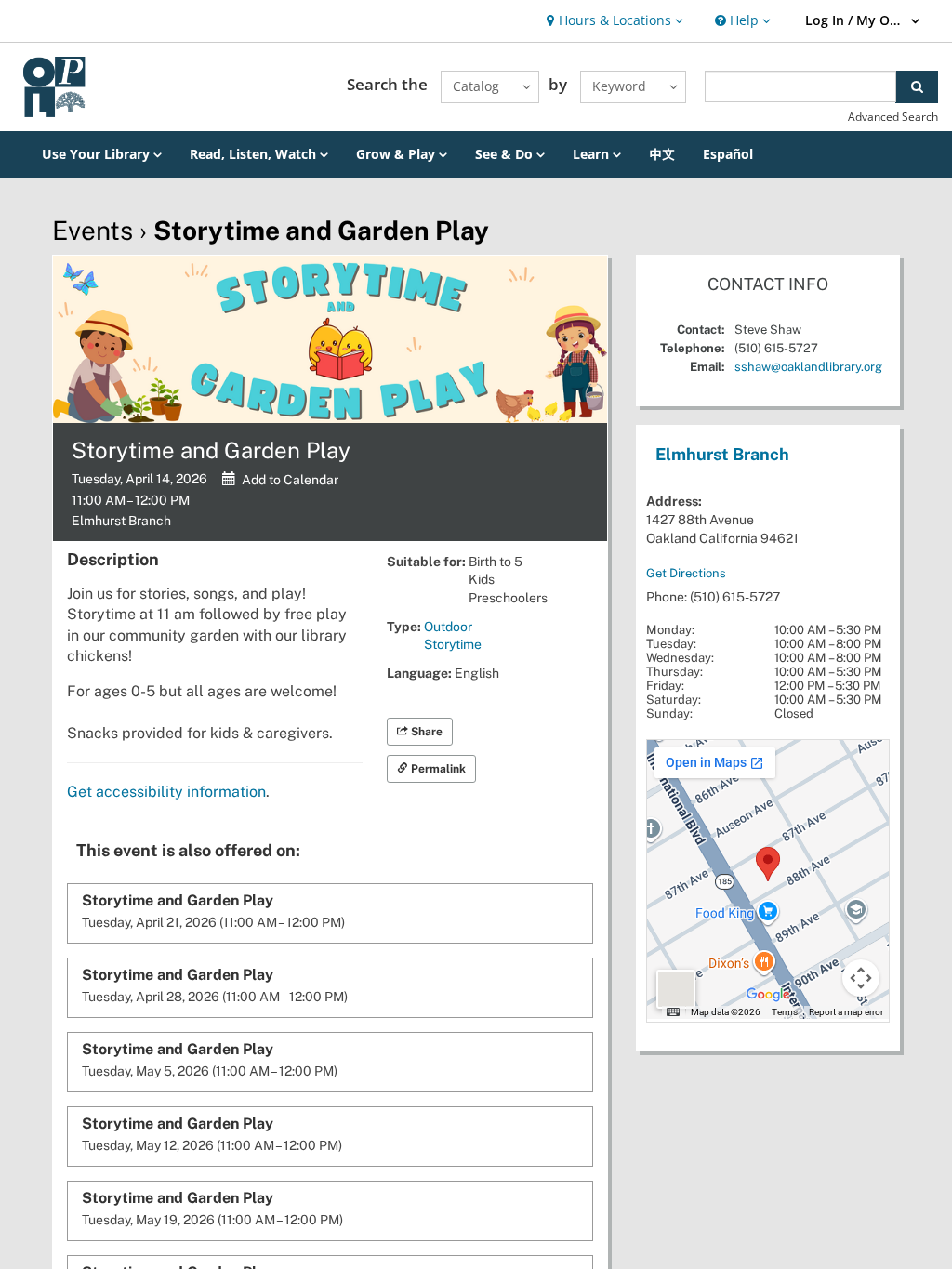 Storytime and Garden Play