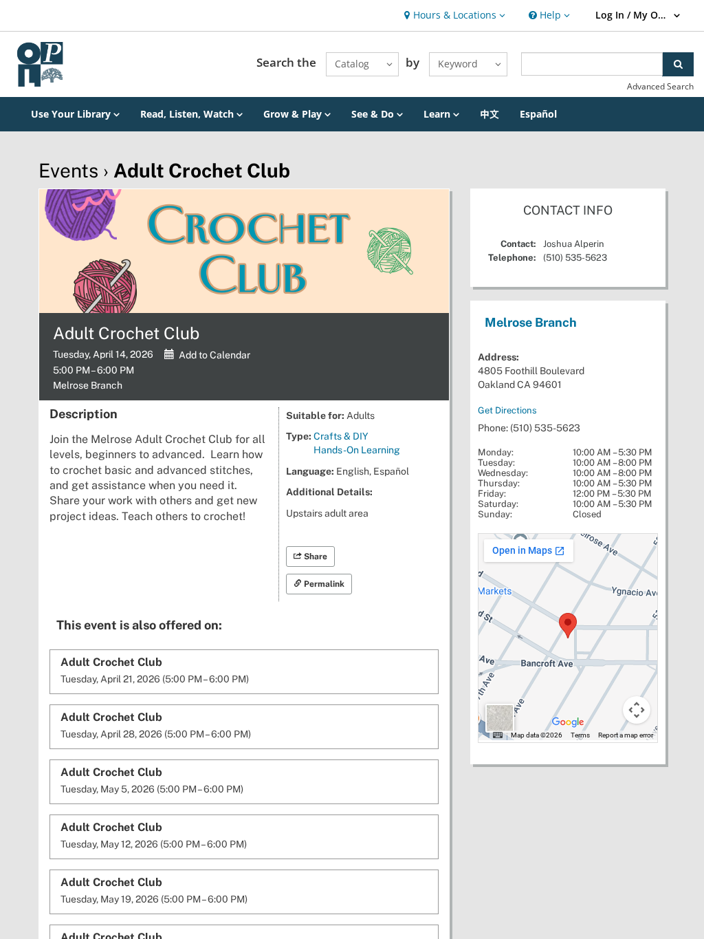 Adult Crochet Club