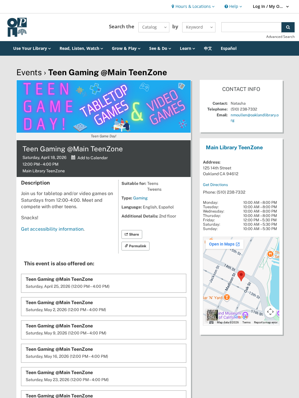 Teen Gaming @Main TeenZone